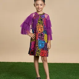 LIL DRAMA Girls Cotton Printed A-Line Dress-picture-28