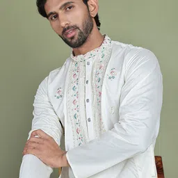 Jompers Men Floral Embroidered Regular Sequinned Kurta with Pyjamas-picture-50
