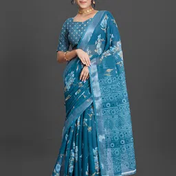 NIRMAL CREATION Floral Printed Zari Saree-picture-45