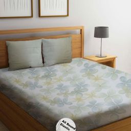 Threadwear White & Cream-Coloured Printed 300 TC King Bedsheet Sets - 2.75 m x 2.75 m-11