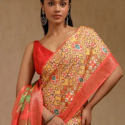 Soch Ethnic Motifs Printed Pochampally Saree-image-13
