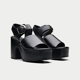 Oroh Leather Party Platform Sandals with Buckles-38