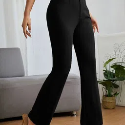 Visit Wear Women Regular Fit High-Rise Pleated Bootcut Trousers-picture-17