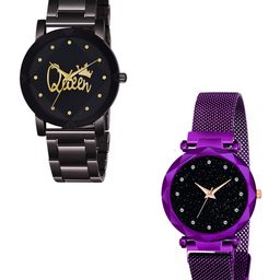 Gopal Shopcart Unisex Pack Of 2 Analogue Watch Metal_queen_379_Purple_12-image-89