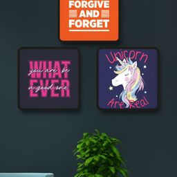 Livin'luxe Blue & Orange 3 Pieces Unicorn & Motivational Quote Wall Arts-picture-42