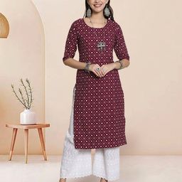 7Threads Selection Of 5 Geometric Printed Round Neck Straight Kurtas image 4