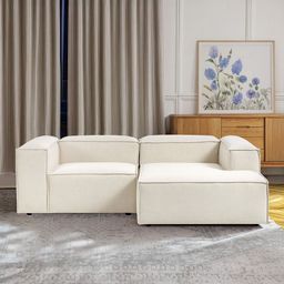 nestroots ElegantEdge Cream-Colored 2 Seater Versatile Comfortable L Shaped Sofa-20