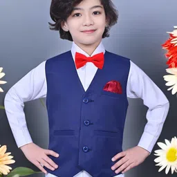 Eliq Boys V-Neck Sleeveless Waistcoat With Shirt & Bow Tie-image-9