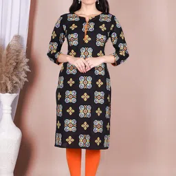Indiwest Ethnic Motifs Printed Straight Kurta-image-6