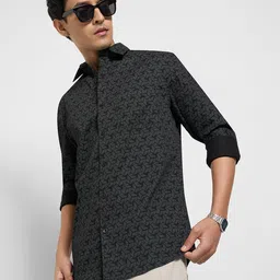 Peregrine by Pantaloons Geometric Printed Spread Collar Regular Fit Casual Shirt-image-57