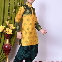 NFC CREATION Boys Printed Regular Dupion Silk Kurta with Patiala image 2