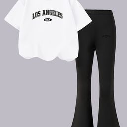 YK Girls Typography Printed T-shirt With Trouser-image-46