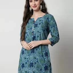 HERE&NOW Women Floral Printed Pure Cotton Straight Kurti-28