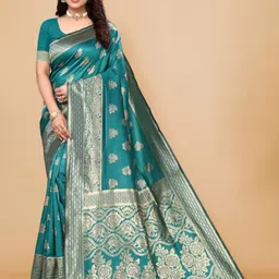 KALINI Woven Design Zari Silk Blend Kanjeevaram Saree-image-76