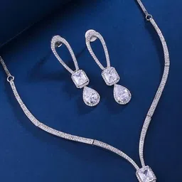 TIYARA Silver-Plated Artificial Stones and Beads Jewellery Set-picture-1