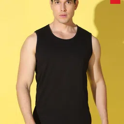 WOOSTRO Pack Of 2 Printed Combed Cotton Gym Vests VWS26(PLAIN BLACK)(BKLN RED)-image-75