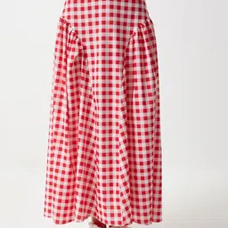 Happiness istanbul Checked Flared Maxi Skirt-image-15