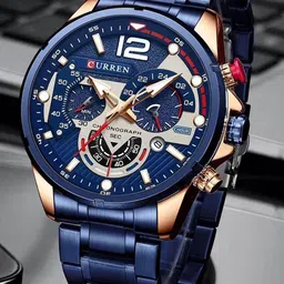 Curren Men Dial & Stainless Steel Wrap Around Straps Analogue Watch 8395-Rose-Blue-image-40