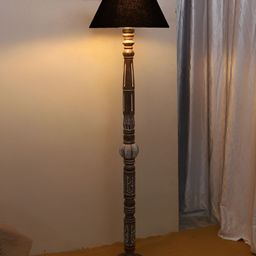 Devansh Black & Brown Conical Open Snake Wooden Floor Lamp image 5