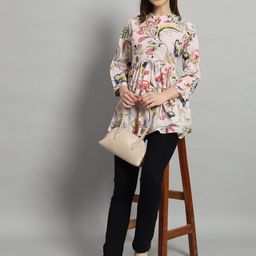 Ravaiyaa Women Floral Print Mandarin Collar Cotton Top-image-81