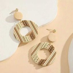 VMA PLAY FASHION Gold-Plated Circular Shaped Drop Earrings-image-66