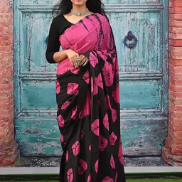 Craft Musium Floral Pure Cotton Bagru Saree-image-65