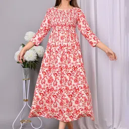 VYMO Print Fit & Flare Maxi Dress-image-90