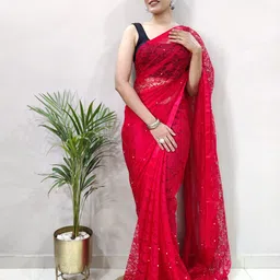 HI FI NX Floral Net Saree image 2