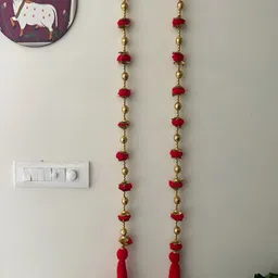 PLAYFUL STITCHES 2Pcs Red Door Hangings With Tassels-32