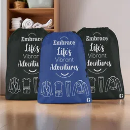 Aura Blue & Black 3 Pieces Printed Water Resistant Laundry Bags-49