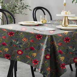 Aura Grey Floral 6-Seater Table Cover-image-41