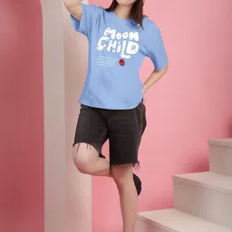NATRIS Women Blue Cotton Tshirts-picture-47