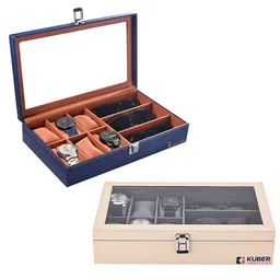 Kuber Industries 2-Pcs Grey & Navy Blue 6+3 Slots Wrist Watch Organisers-image-30