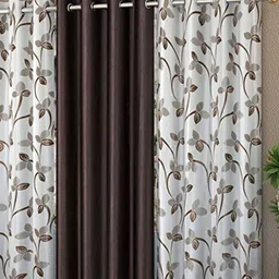 Galaxy Home Decor Brown Set of 3 Floral Door Curtain-32