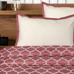 Saral Home Mauve Geometric 400 TC Queen Bedsheet with 2 Pillow Covers-22