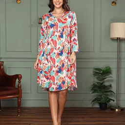 MomToBe Women's Rayon Multi Maternity Dress-image-25