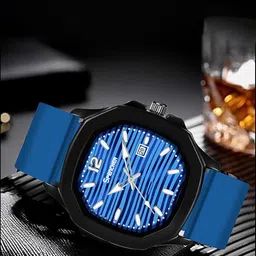 SPENCHER Men Brass Dial & Multi Function Watch SW Vintage Black Square Case Date Blue-7