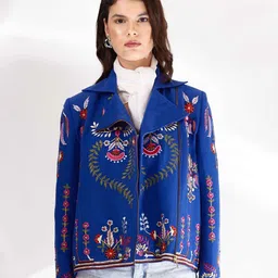 BETRUE Women Polycotton Longline Denim Jacket with Embroidered-image-53
