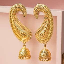 Rubans 22K Gold-Plated Dome Shaped Jhumkas image 2