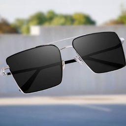 Arzonai Unisex Black Lens & Silver-Toned Square Sunglasses with UV Protected Lens-picture-24