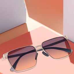LIZA ANGEL Unisex Rectangle Sunglasses with UV Protected Lens CRM1995_Golden_Pink_purple-61