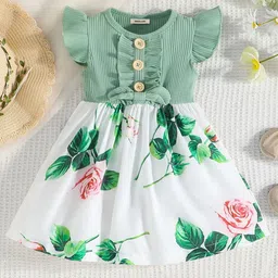 INCLUD Kids-Girls Floral Print Flared Sleeve Fit & Flare Dress-image-3