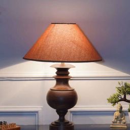 kapoor lampshades Mimosa Brown Wood Table Lamp With Beige Cotton Shade-picture-15