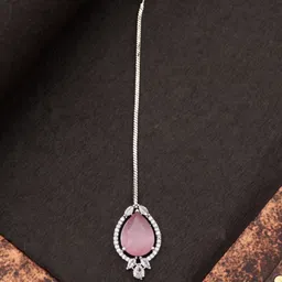Niscka Rhodium-Plated American Diamond Studded Maang Tikka Head Jewellery-41