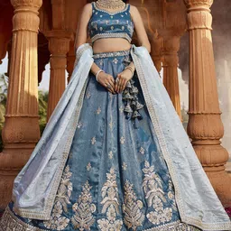 panchhi Embroidered Beads and Stones Semi-Stitched Lehenga & Unstitched Blouse With Dupatta-picture-14