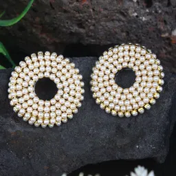 StyleCast Gold-Plated Pearls Beaded Circular Shaped Studs-picture-29
