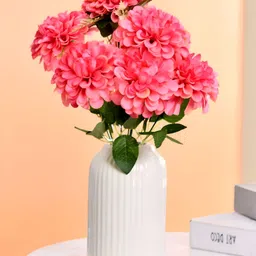CraftVatika Pink & Green Non-Hanging Hydrangea Artificial Flower-image-84
