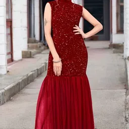 RebikaTrendz Embellished Velvet Bodycon Maxi Dress-picture-51