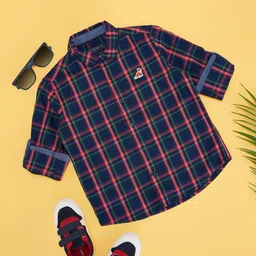 Pantaloons Junior Boys Spread Collar Checked Cotton Casual Shirt-47