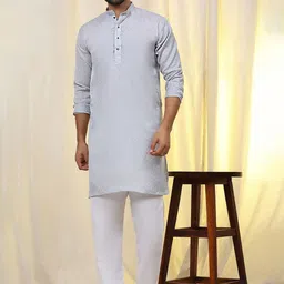 Pro-Ethic STYLE DEVELOPER Men Printed Angrakha Sequinned Pure Cotton Kurta with Pyjamas-70
